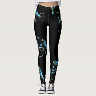 Leggings Polainas de los pájaros del amor en negro