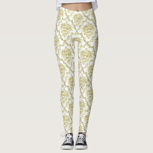 Leggings Polainas de marfil de la impresión del cordón de