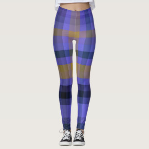 Leggings Polainas de oro azules de la tela escocesa
