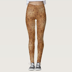Leggings Polainas de oro elegantes de Brown Paisley