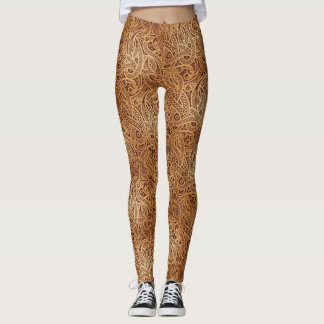 Leggings Polainas de oro elegantes de Brown Paisley