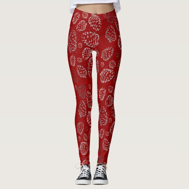 Leggings Polainas de Pinecone del día de fiesta (Anverso)