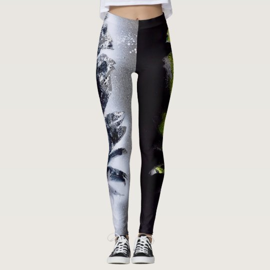 Leggings Polainas de plata y negras de la pluma