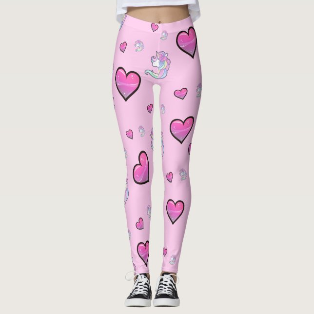 Leggings Polainas del amor del unicornio (Anverso)