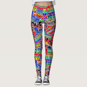 Leggings Polainas del arte de la pintada, colorido rojo