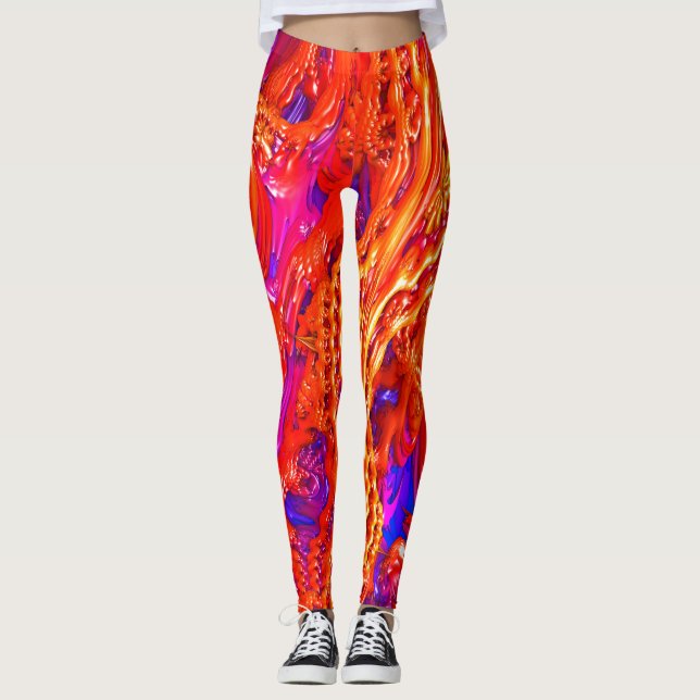 Leggings ¡"Polainas del arte del fractal de la ensalada de (Anverso)