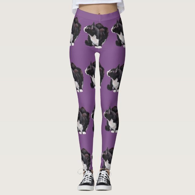 Leggings Polainas del arte del gato del gato del smoking (Anverso)