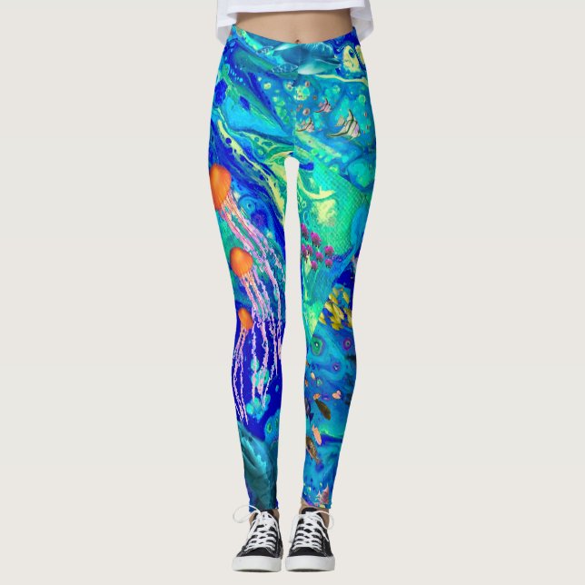 Leggings Polainas del arte del océano, (Anverso)