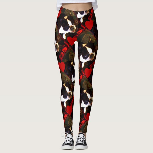 Leggings Polainas del arte del perro de Boston Terrier de (Anverso)