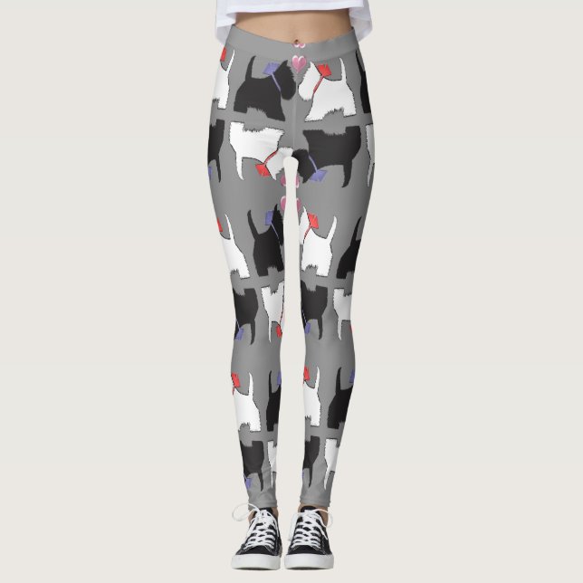 Leggings Polainas del arte del perro de Westie (Anverso)