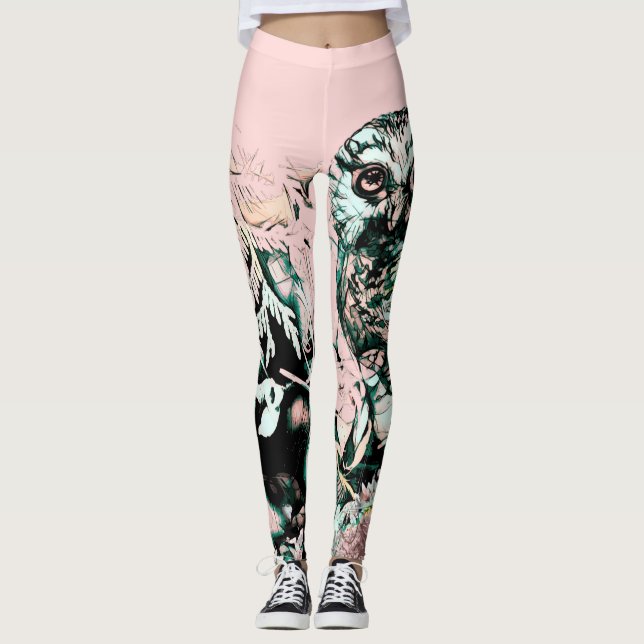 Leggings Polainas del búho de la primavera (Anverso)