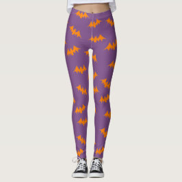 Leggings Polainas del confeti del palo anaranjadas/púrpura