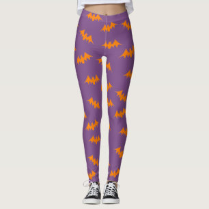 Leggings Polainas del confeti del palo anaranjadas/púrpura