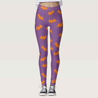 Leggings Polainas del confeti del palo anaranjadas/púrpura