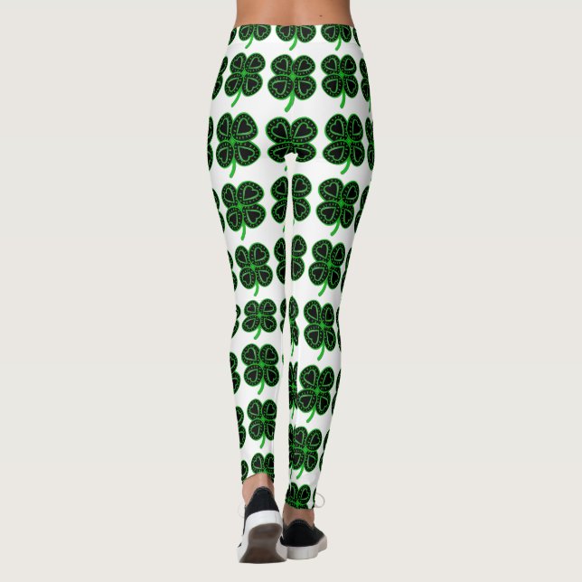Leggings Polainas del día del trébol de St Patrick verde (Reverso)