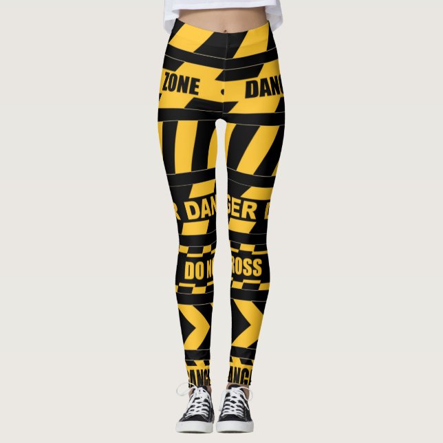 Leggings Polainas del diseño de la cinta de la precaución (Anverso)