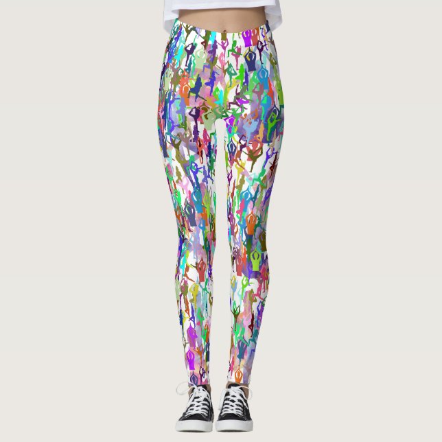 Leggings Polainas del diseño de las actitudes de la yoga (Anverso)