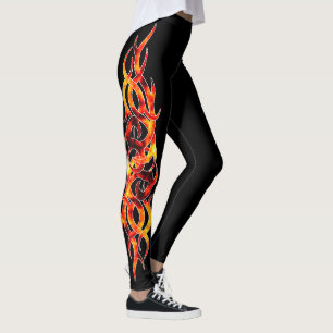 Leggings Polainas del efecto del tatuaje de la "llama