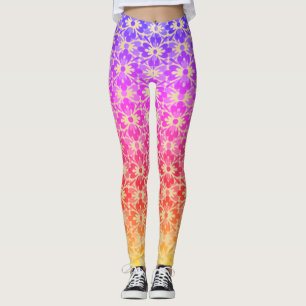 Leggings Polainas del flower power del arco iris