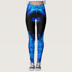 Leggings Polainas del fuego de la llama azul