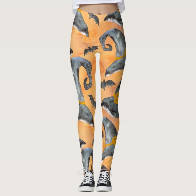 Leggings Polainas del gorra de las brujas de Halloween (Anverso)