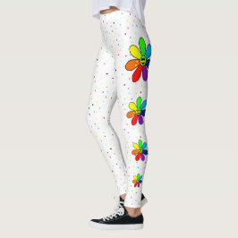 Leggings Polainas del lado de la flor del arco iris
