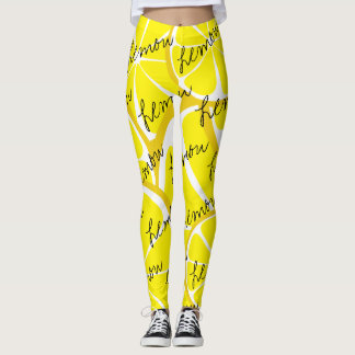 Leggings Polainas del limón de la fruta cítrica del verano