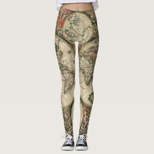Leggings Polainas del mapa del mundo 1689