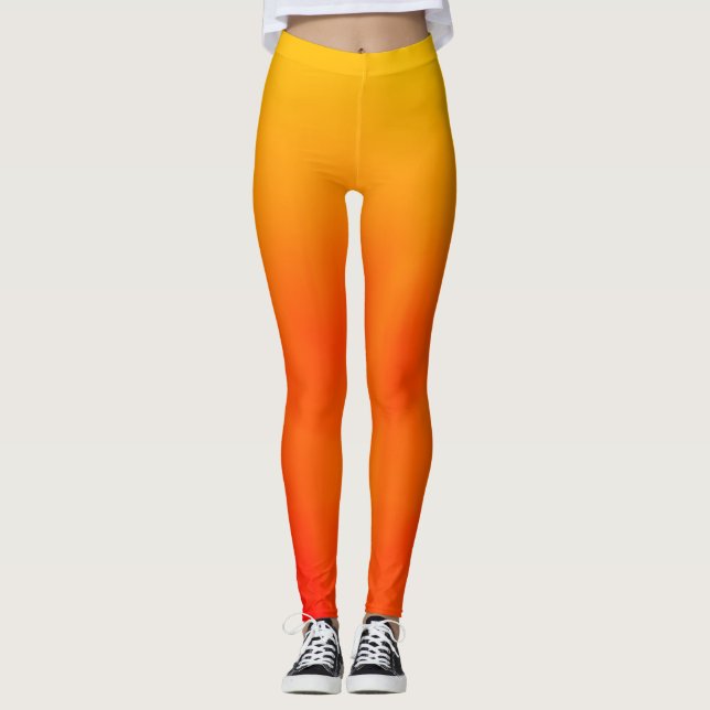 Leggings Polainas del modelo de la pendiente del naranja y (Anverso)