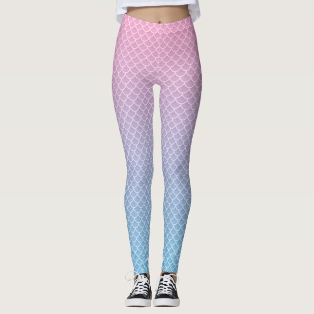 Leggings Polainas del modelo de la sirena de Kawaii Ombre (Anverso)