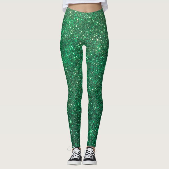 Leggings ¡Polainas del navidad del día de fiesta del verde (Anverso)