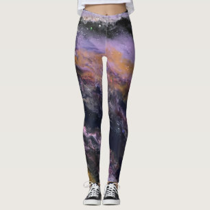 Leggings Polainas del negro, de la lavanda y del melocotón