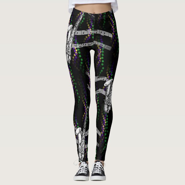 Leggings Polainas del negro del carnaval de la música del (Anverso)