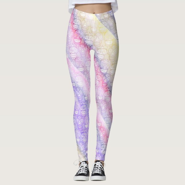 Leggings Polainas del pastel de los cráneos del azúcar (Anverso)