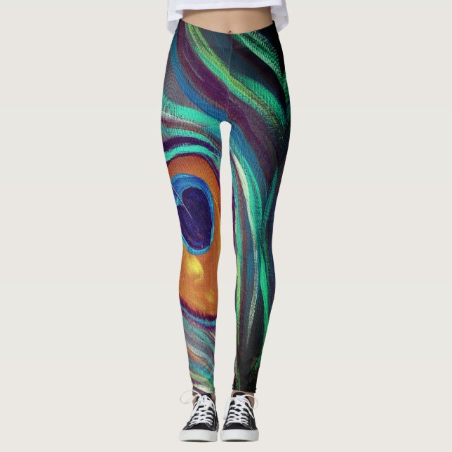 Leggings Polainas del penacho del pavo real (Anverso)