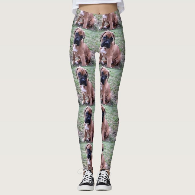 Leggings Polainas del perrito del boxeador (Anverso)