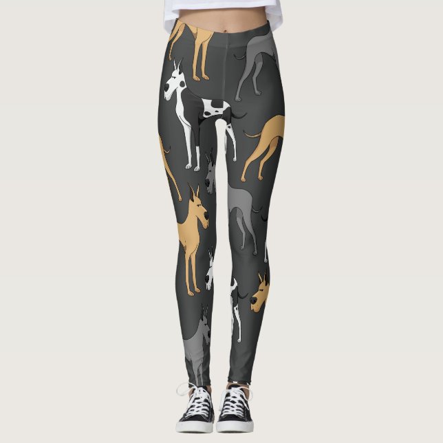 Leggings Polainas del perro de great dane impresas (Anverso)