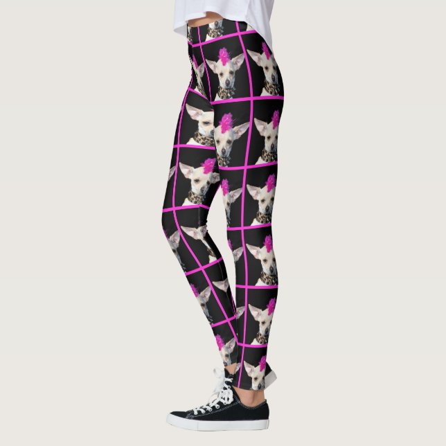 Leggings Polainas del perro de la chihuahua del punk rock (Izquierda)