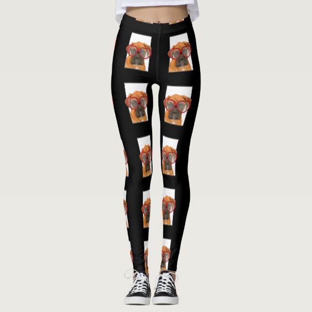 Leggings Polainas del perro de perrito del boxeador de las (Anverso)