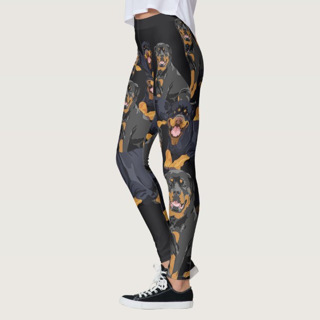 Leggings Polainas del perro de Rottweiler impresas (Izquierda)