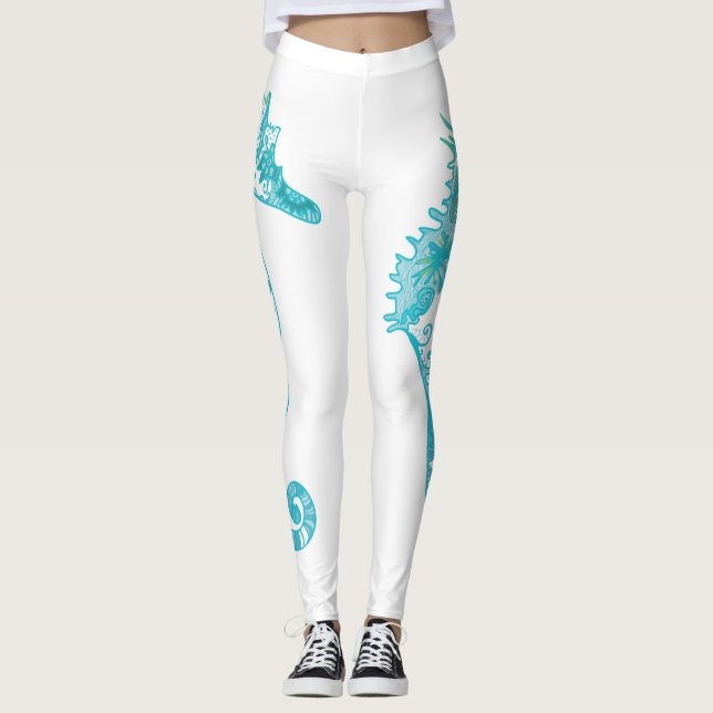 Leggings Polainas del personalizado del arte del Seahorse (Anverso)