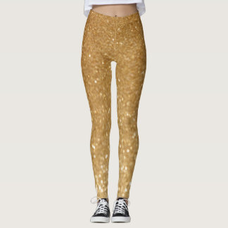 Leggings polainas del purpurina del oro