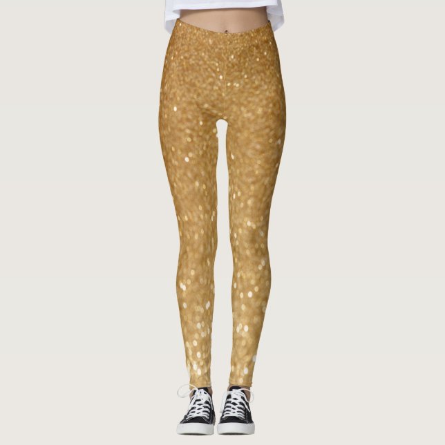 Leggings polainas del purpurina del oro (Anverso)