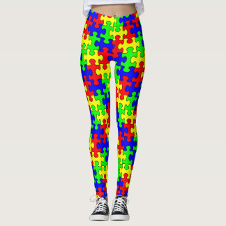 Leggings Polainas del rompecabezas: Rompecabezas colorido