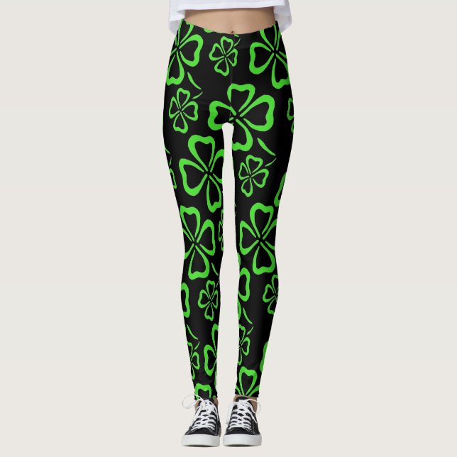 Leggings Polainas del trébol del día de St Patrick (Anverso)