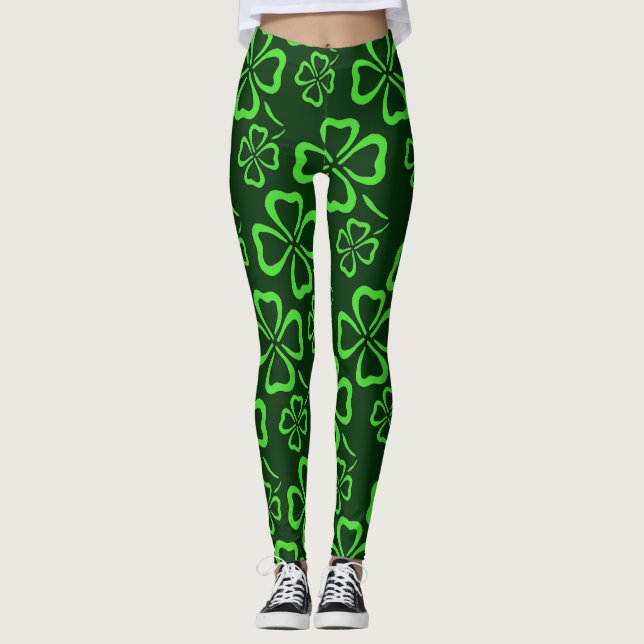 Leggings Polainas del trébol del día de St Patrick (Anverso)