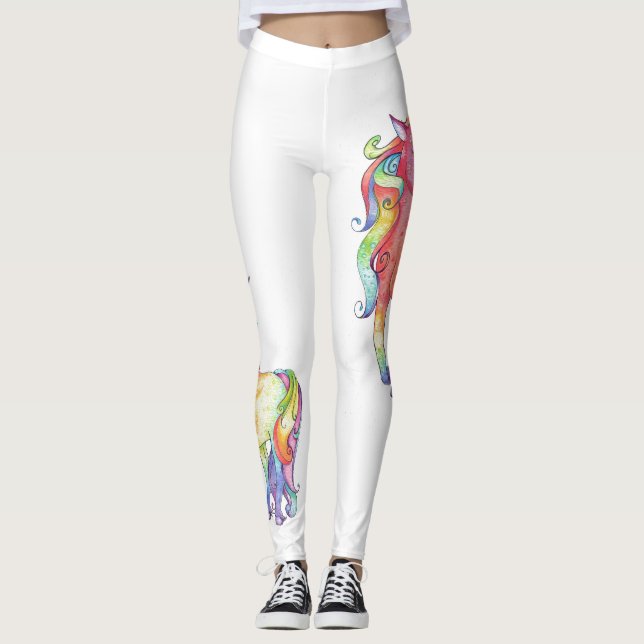 Leggings Polainas del unicornio del arco iris de las (Anverso)
