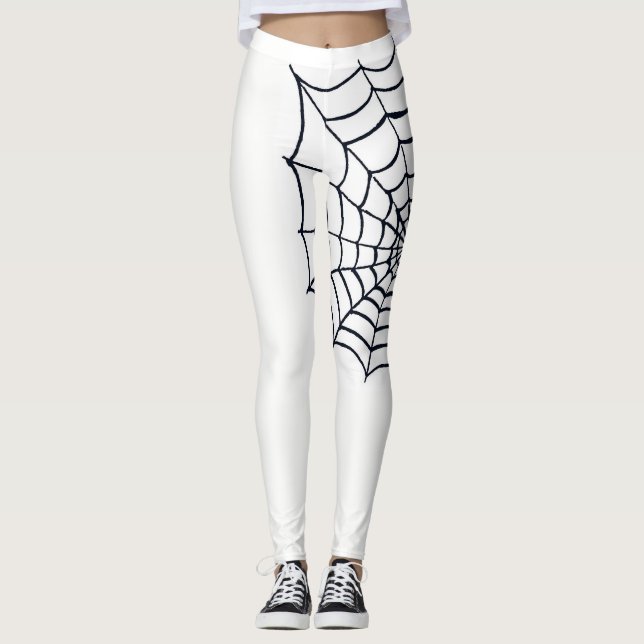 Leggings Polainas del Web de araña blancos y negros para (Anverso)