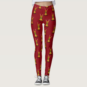 Leggings Polainas desaliñadas lindas del reno del navidad