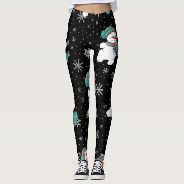Leggings Polainas divertidas del modelo del muñeco de nieve (Anverso)